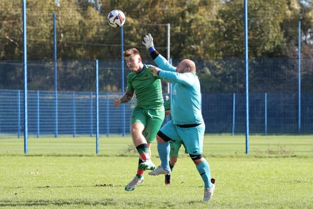 Cowplain (green) v Friends Fighting Cancer. Picture by Kevin Shipp