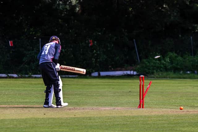 Tom Benfield is bowled by Ville's Tim Jackson. Picture: Mike Cooter