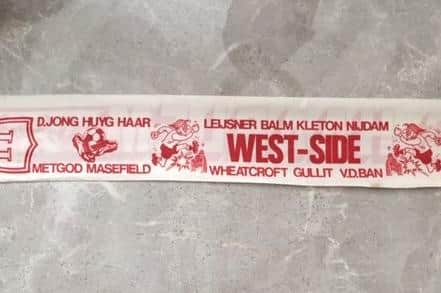 Gary Wheatcroft's name next to that of Ruud Gullit on a FC Haarlem scarf, 1980. The West-Side referred to the club's main terrace - the equivalent of the Fratton End at Fratton Park.