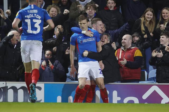 Sean Raggett celebrates his goal last night. Picture: Joe Pepler/PinPep