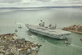 HMS Queen Elizabeth leaving Portsmouth on Monday, September 2, 2024  Picture: Habibur Rahman