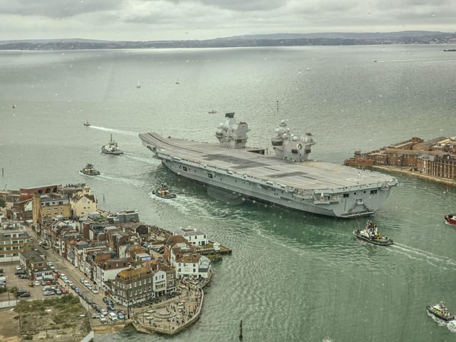 HMS Queen Elizabeth leaving Portsmouth on Monday, September 2, 2024  Picture: Habibur Rahman