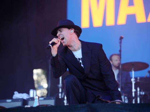 Maximo Park performing on the Castle Stage.Picture: Sarah Standing (230824-4635)