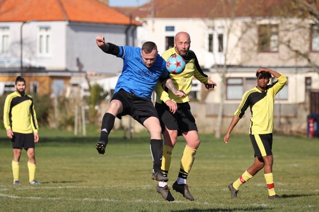 Hatton Rovers (yellow) v AFC Eastney. Picture by Kevin Shipp