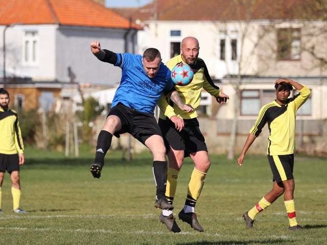 Hatton Rovers (yellow) v AFC Eastney. Picture by Kevin Shipp