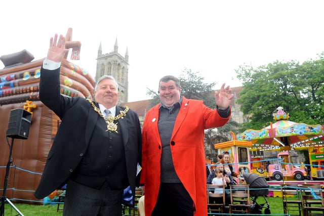 (left) The Lord Mayor of Portsmouth Frank Jonas with Revd Canon Bob White as he opens the May Fayre 2022. Picture: Sarah Standing (020522-3195)
