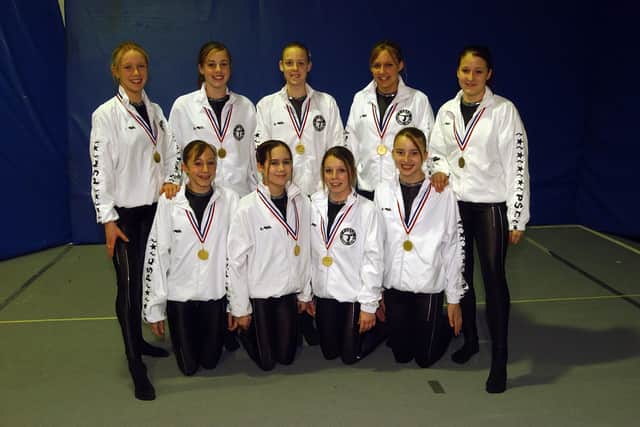 Portsmouth School of Gymnastics' junior A team (12-15 years, 2004. Back (from left): Terri Hope, Ella Sullivan, Jaime Taylor, Lauren Ayling, Michelle Platts. Front: Maxine Smith, Natalie Hodgkins, Abby Lee, Kayleigh Travers. Pic: Jonathan Brady.