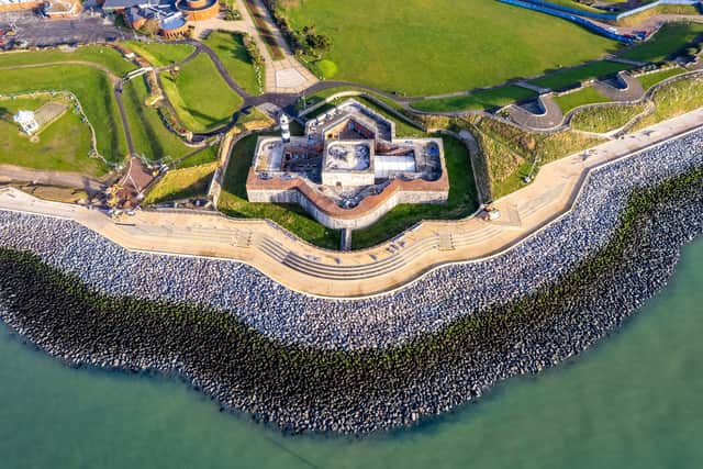 Southsea sea defences receiving their finishing touches adjacent to Southsea Castle. Photo by Alex Shute