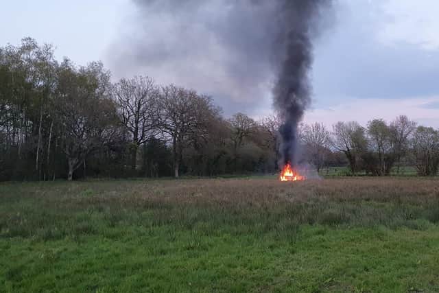 Car fire in Crookham Village. Picture: Fleet Fire Station via Twitter