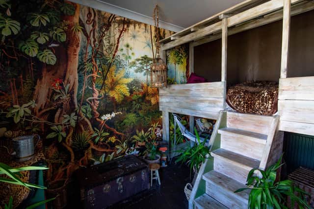 Rigby, 9, wanted his room to look like a jungle. His bed was inspired by a Balinese treehouse. Picture: Habibur Rahman.