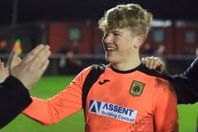Harry Greenfield was Petersfield's penalty shoot-out hero for the second time in less than a month. Picture by Ken Walker.