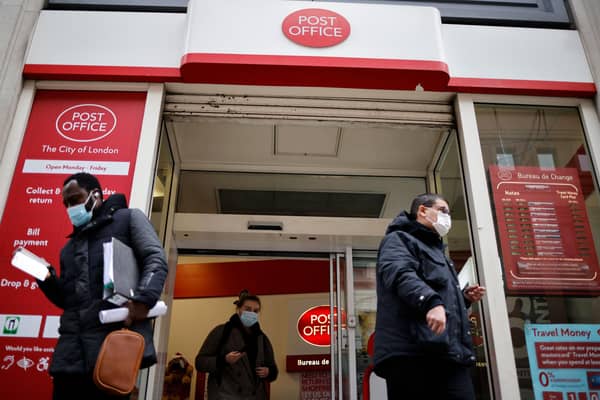 Post Office employees who are members of the Communication Workers Union (CWU) are on strike. Picture:Tolga Akmen/AFP via Getty Images.