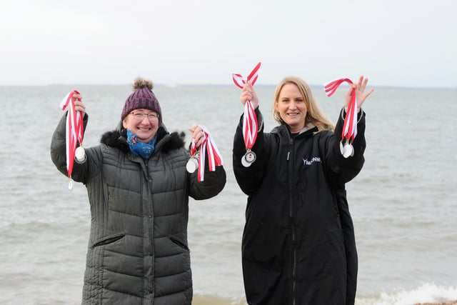 Solent Sea Swimmers held their annual Boxing Day dip in the Solent at Lee-on-the-Solent on Tuesday, December 26. 

Pictured is: (l-r) Volunteers Victoria Salmon and Lisa Chapman.

Picture: Sarah Standing