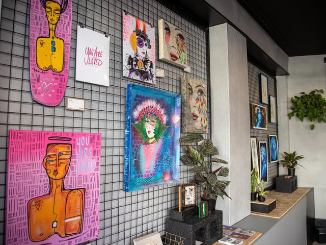 Local residents were invited to join the Southsea Mini Art Trail on Sunday, with various local artists displaying their work around Albert Road and the surrounding area.
Pictured - Art on display and for sale at the Corner Collective
Photos by Alex Shute