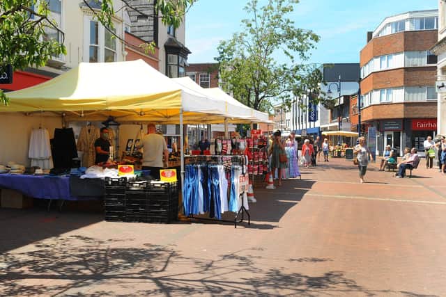 Gosport Market on the day it reopened in the High Street after the first coronavirus lockdown - Tuesday, June 2, 2020 
Picture: Sarah Standing (020620-9429)
