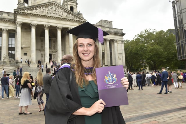 University of Portsmouth students graduating from business, leadership and human resource management at Portsmouth Guildhall on Monday, July 24. 
Pictured is: Klaudie Klukova.

Picture: Sarah Standing (240723-6987)