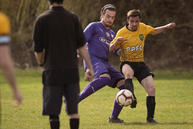 Action from AFC Tamworth's 7-2 victory over Gosham Rangers in Division Two of the City of Portsmouth Sunday League. Picture: Keith Woodland (120321-750)