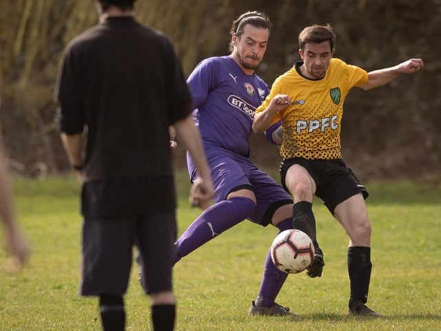 Action from AFC Tamworth's 7-2 victory over Gosham Rangers in Division Two of the City of Portsmouth Sunday League. Picture: Keith Woodland (120321-750)
