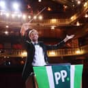 Former England footballer Peter Crouch and opera star Paul Potts launch ‘Crouchy Conducts The Classics’, a charity World Cup Christmas album released by bookmaker Paddy Power to inspire England fans, London. Picture: PinPep/Joe Pepler