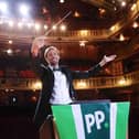 Former England footballer Peter Crouch and opera star Paul Potts launch ‘Crouchy Conducts The Classics’, a charity World Cup Christmas album released by bookmaker Paddy Power to inspire England fans, London. Picture: PinPep/Joe Pepler