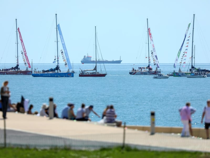 The procession came into Portsmouth together after the race was shortened, finishing yesterday due to weather conditions.Picture: Chris Moorhouse (270724-28)