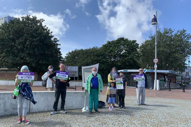 Gosport's Make Votes Matter Campaign Group demonstrate against the current First Past the Post voting system.