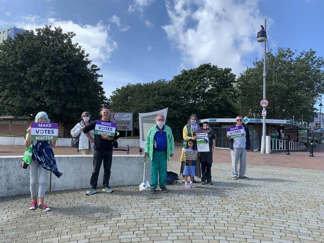 Gosport's Make Votes Matter Campaign Group demonstrate against the current First Past the Post voting system.