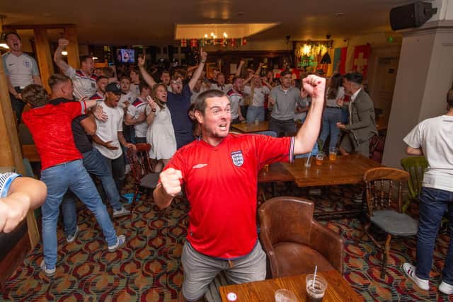 Fans celebrate as England score in penalties
Picture: Habibur Rahman