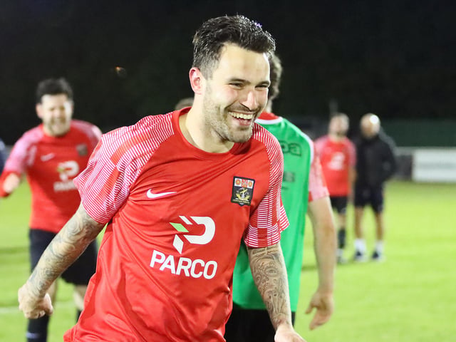 Fareham's Kieran Clark all smiles after the game. Picture by Ken Walker