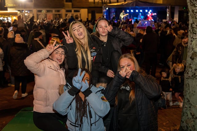 Gosport friends enjoying the entertainment in the High Street. Picture: Mike Cooter (251123)