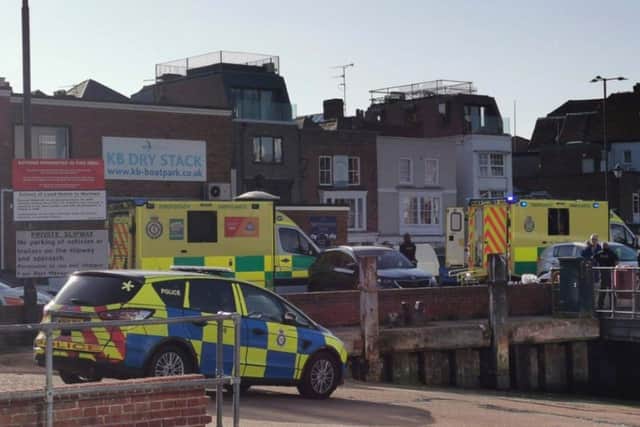 A woman in her 40s was taken from the water in Portsmouth Harbour in a 'life-threatening condition' on April 23, 2021. Picture: Stuart Vaizey