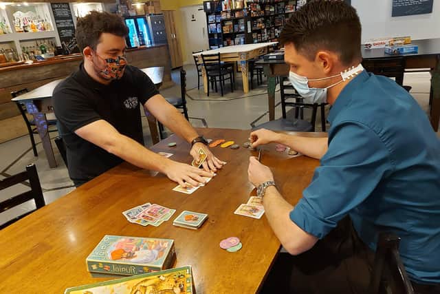 Henry Marks, left and Justin Hood, of Dice in Albert Road, Southsea, play Jaipur