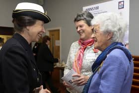 Annette Picton, pictured centre, with her mother Joan as the pair met Princess Anne during an event to mark the 100th anniversary of the formation of the Women's Royal Naval Service