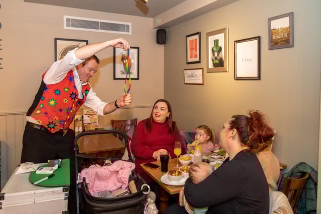Magician Roy 'Magic Charlie' Charles provides entertainment during the opening of the Brewers Fayre. Picture: Mike Cooter (040323)