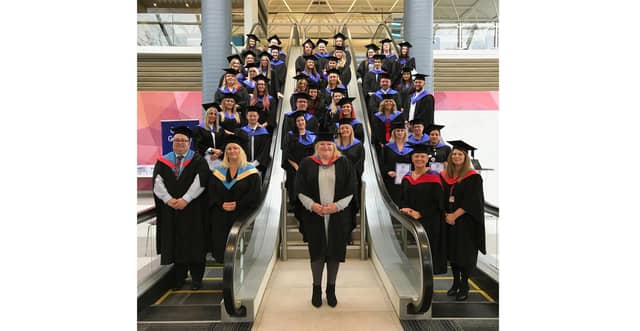 HTP apprentices on Graduation Day in Portsmouth with Principal Rachael Randall (front centre)