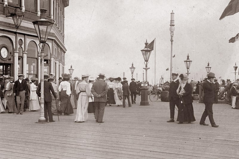 The promenade on Clarence Pier at Southsea. Undated