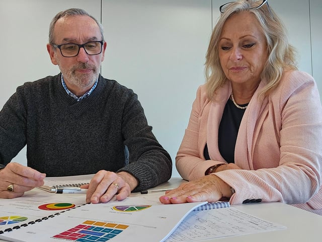Beverley with John Tunstall, fellow of the Institute of Sales Professionals who will deliver a Business Development conference in May.