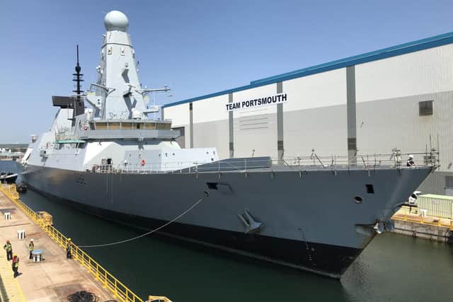 HMS Daring has become the first warship to enter Number 14 Dock for refit in 17 years following the multi-million pound revamp of the site. Photo: Royal Navy