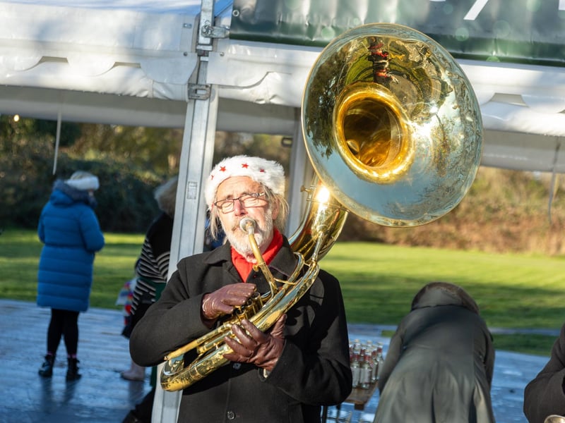 Pictured - A brass band played at the entrance.