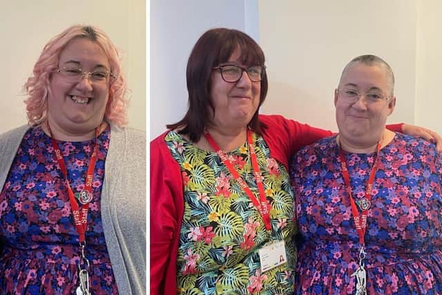Amy Dixon of City of Portsmouth College has shaved her head, and was supported by her mum Jan Dixon
Picture: Thomas Hanway
