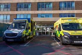 Ambulances pictured outside A&E at Queen Alexandra Hospital. Picture Habibur Rahman