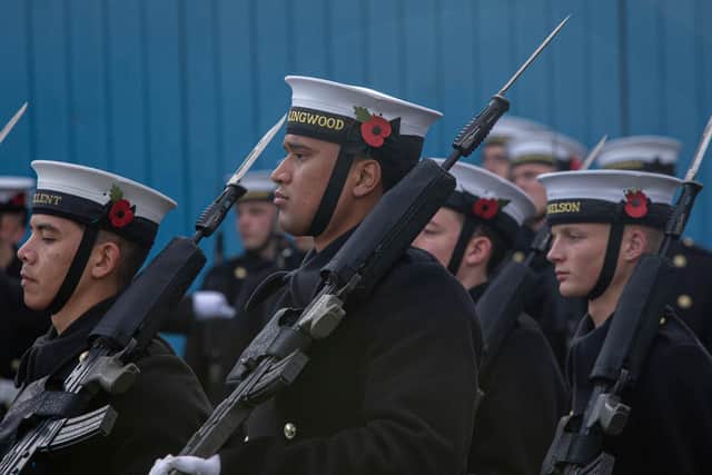 Members of the Royal Navy's Ceremonial Guard at Whale Island, Portsmouth.

Picture: Habibur Rahman