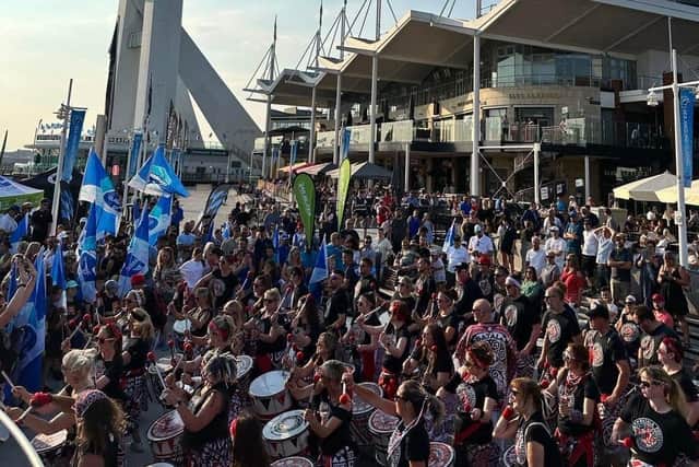 A carnival atmosphere near the Spinnaker Tower