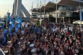 A carnival atmosphere near the Spinnaker Tower