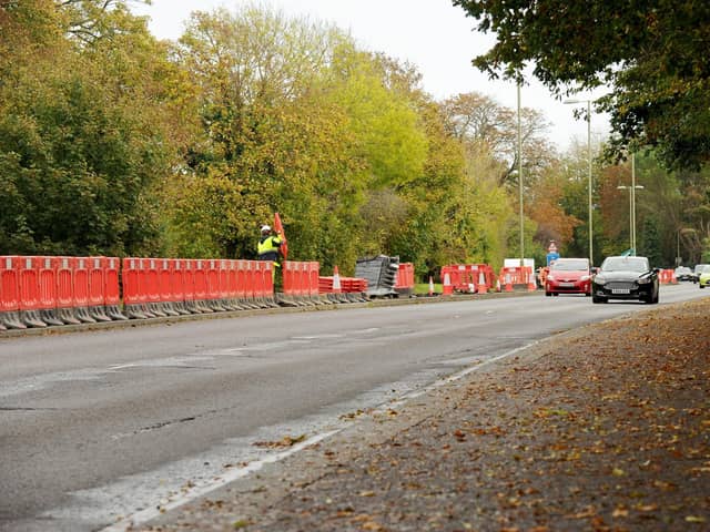 Roadworks along Cams Hill near Fareham, on Tuesday, October 31. Picture: Sarah Standing (311023-2268)