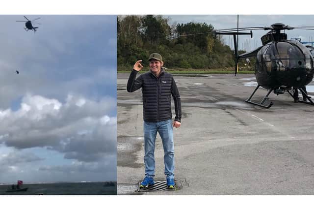 John Bream jumped from a helicopter into the Solent today Picture: Tom Cotterill