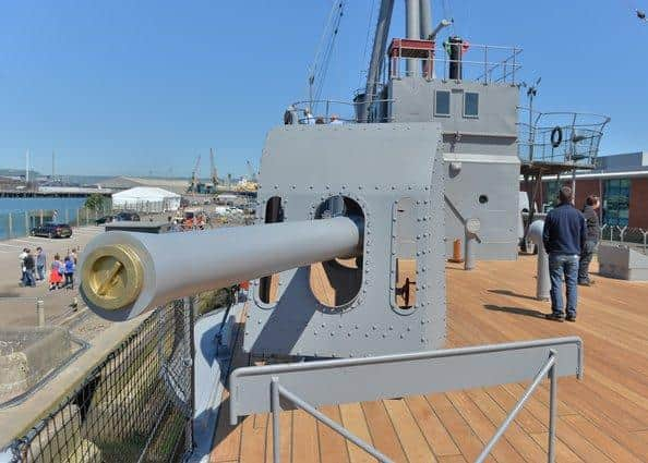 HMS Caroline gun turret. Picture: Aaron McCracken/Harrisons