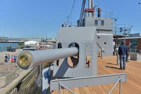 HMS Caroline gun turret. Picture: Aaron McCracken/Harrisons
