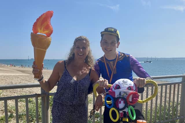 Sally Gunnell and Harley Salter at the opening ceremony