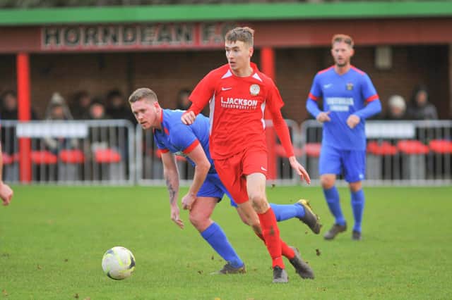 Horndean (red) and Fareham (blue) meet in the Wessex League tonight. Picture: Martyn White